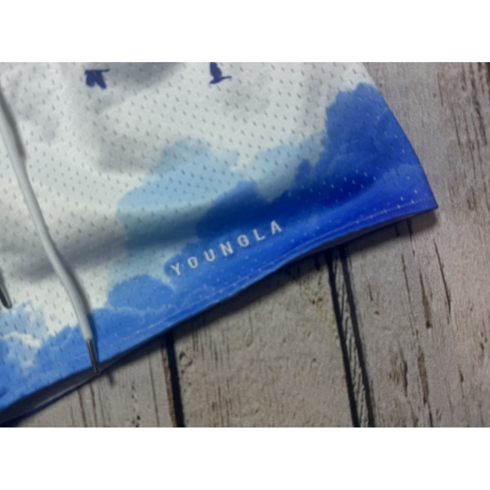 YoungLA 141 Block Party Blue White Mesh Gym Shorts Men's Size Small - Picture 2 of 6